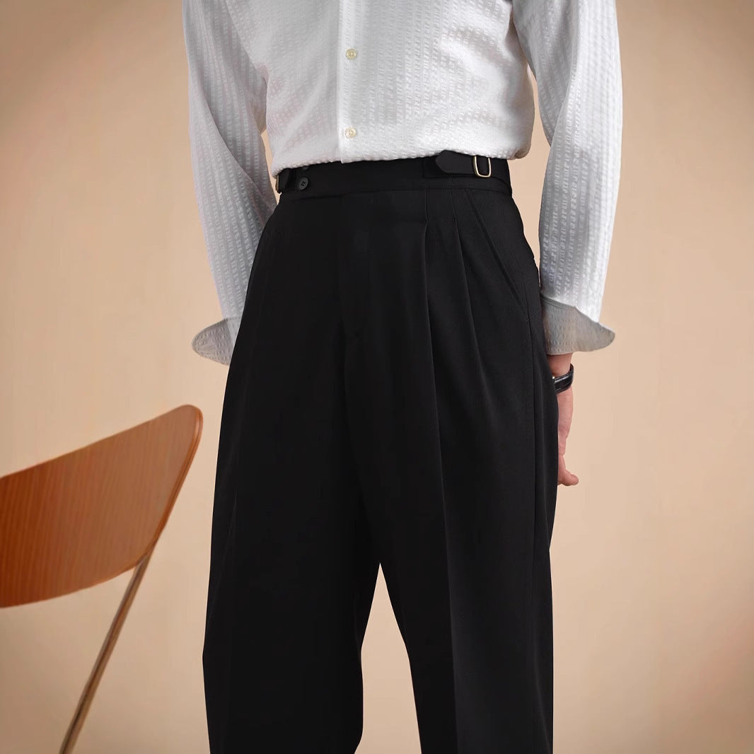 Autumn Paris Buckle Double Knife Suit Pants Men