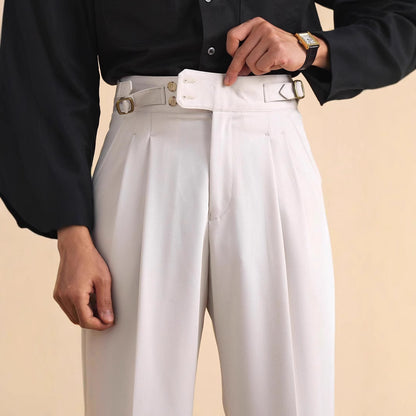 Autumn Paris Buckle Double Knife Suit Pants Men