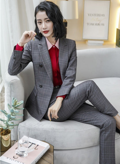 Plaid Business Suit Womens Formal Suit Work Clothes